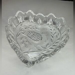 Crystal Heart Trinket Dish with Bird
